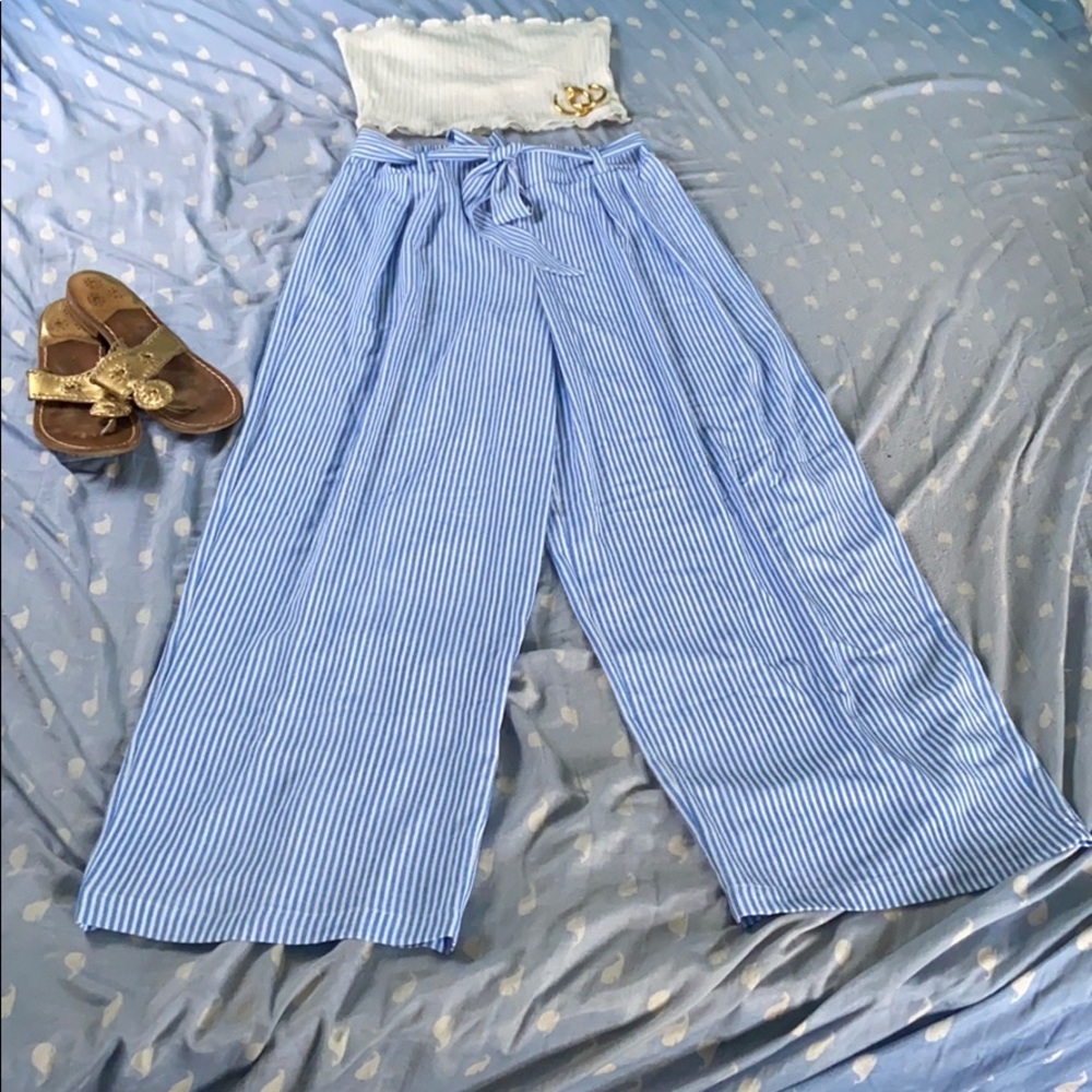 Flowly blue and white striped pants size M